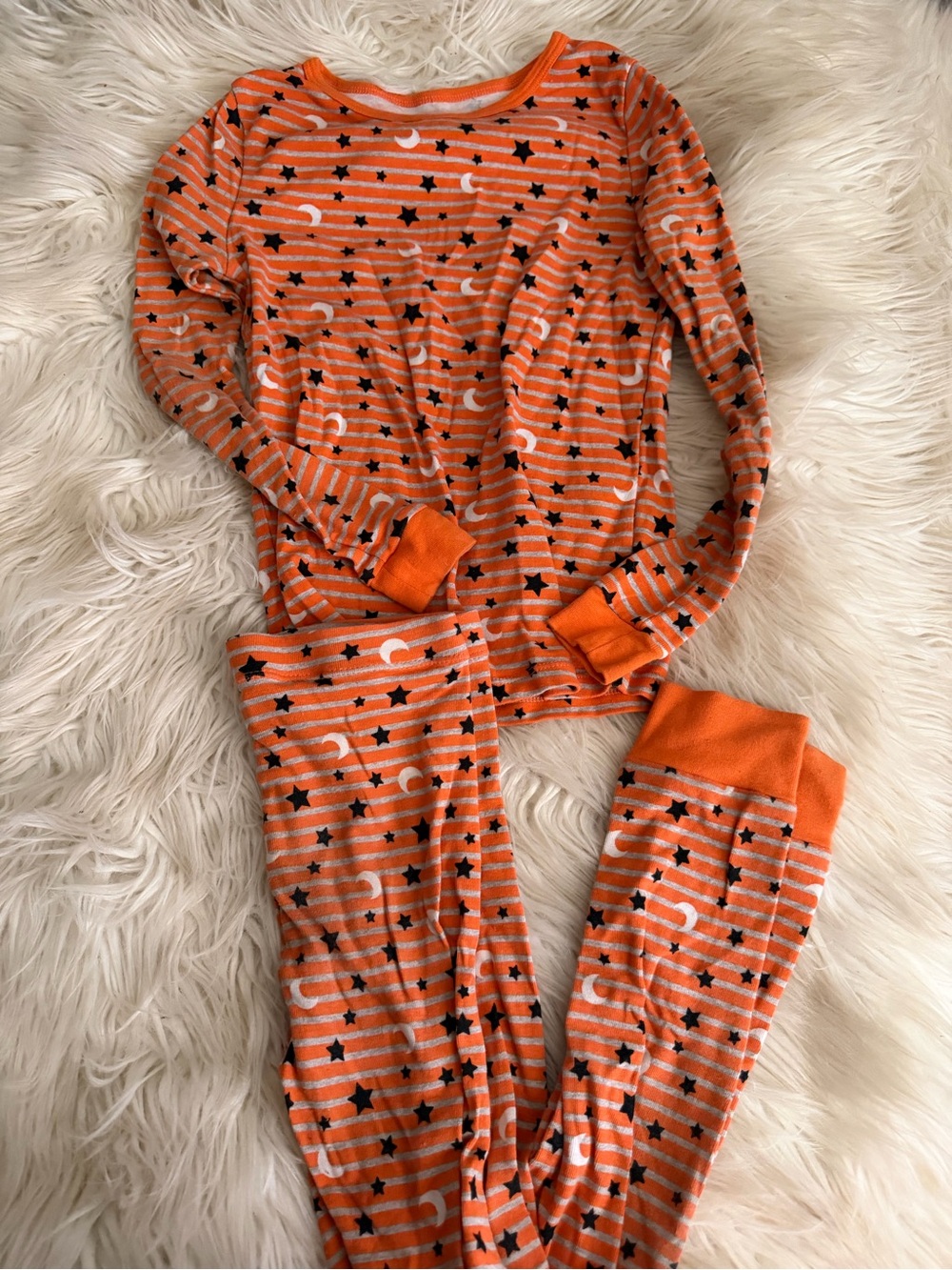 Halloween Kids Orange Star & Moon Pajama Set